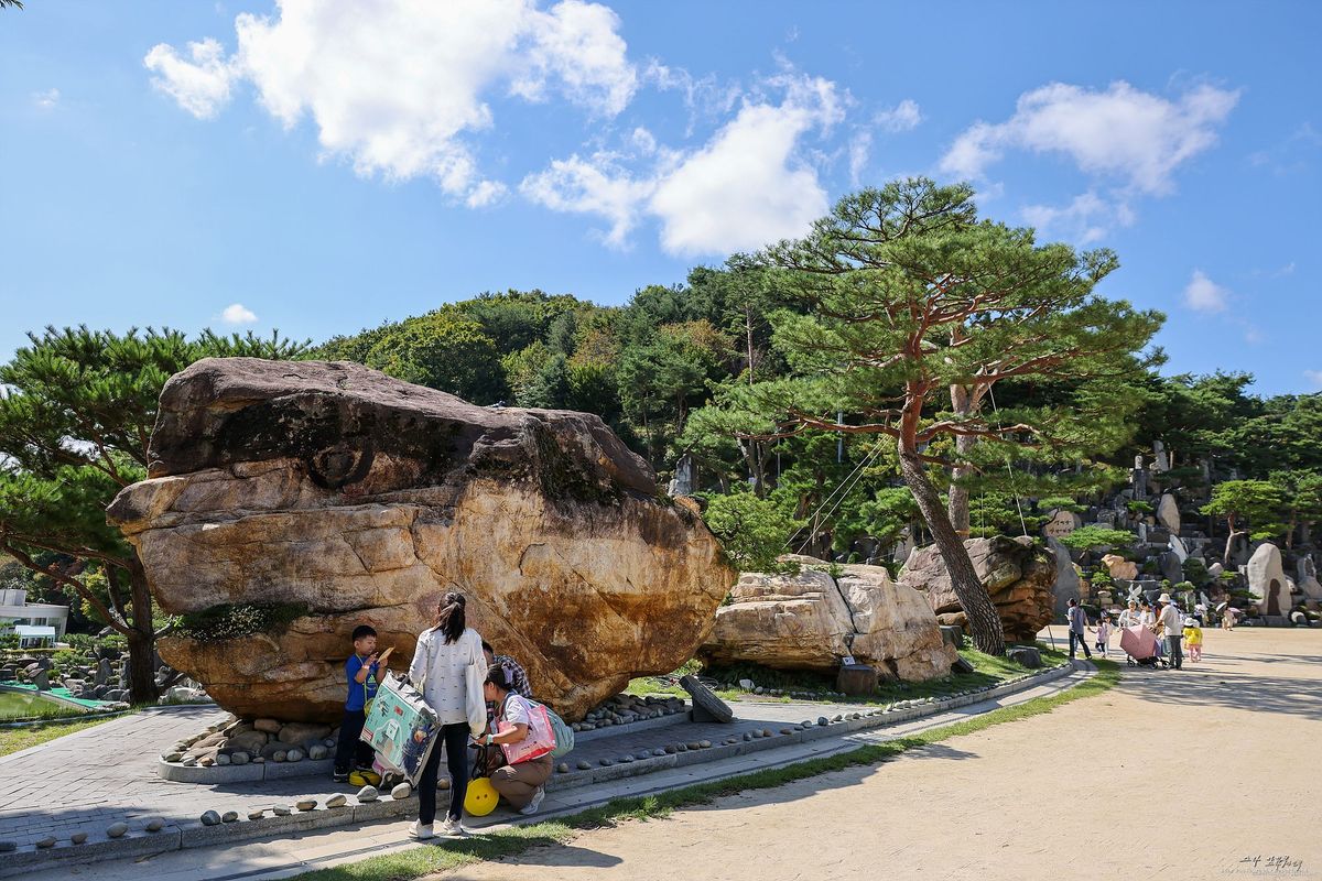월명동 스릴코스 형상석 - 성자바위, 큰바위얼굴, 코끼리바위가 운동장 입구에서 반겨주는 모습