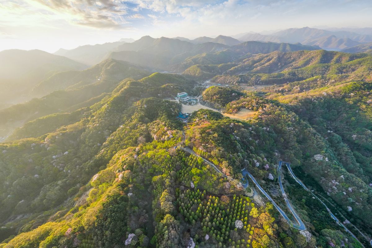 자연과 조형물이 조화를 이루는 현재의 월명동 자연성전 전경