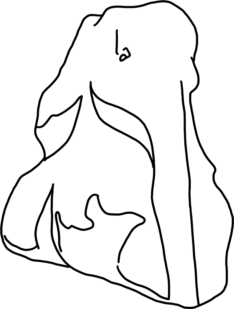 20년 만에 발견한 코끼리 형상을 보여주는 월명동 자연성전 코끼리 바위 일러스트